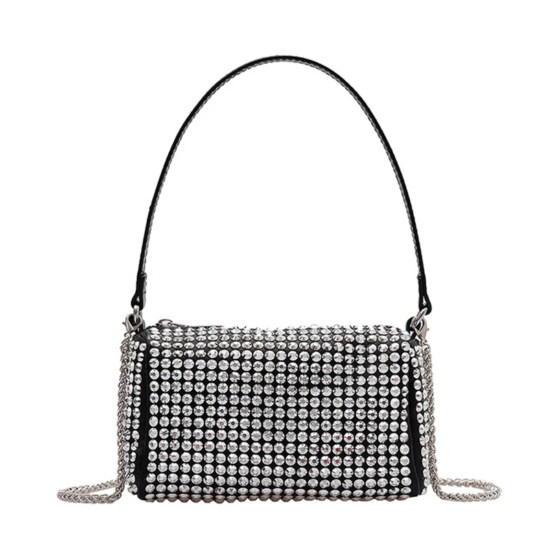 

2020 Fashion Rhinestone Crossbody Bag Classic Texture Creative Design Chic Women Shiny Chain Evening Clutch Shoulder Pouch