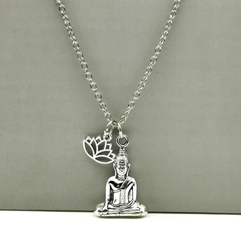 

2020 NEW Buddha necklace Lotus Flower necklace silver color Spiritualist Pendant Gift For Friend MEN WOMEN fashion llaveros