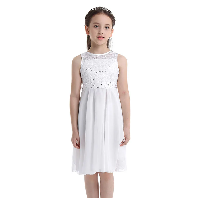 Iiniim/кружевные шифоновые Детские платья для девочек; платье-пачка с цветочным рисунком; торжественное свадебное платье принцессы; Vestidos; вечерние детская одежда - Цвет: Ivory