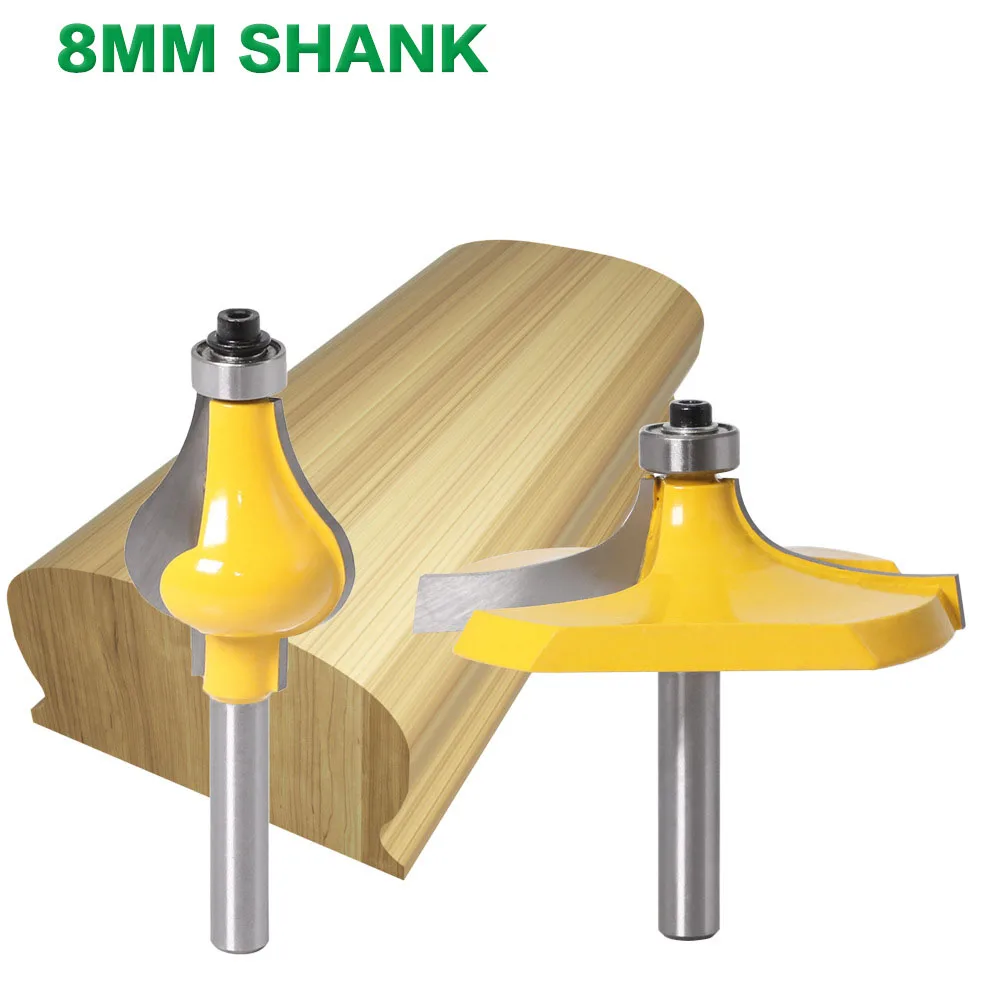 2PC/Set 8MM Shank Milling Cutter Wood Carving Handrail Router Bit Set - Standard/Bead Woodworking Tenon Cutter for Woodwork Tool