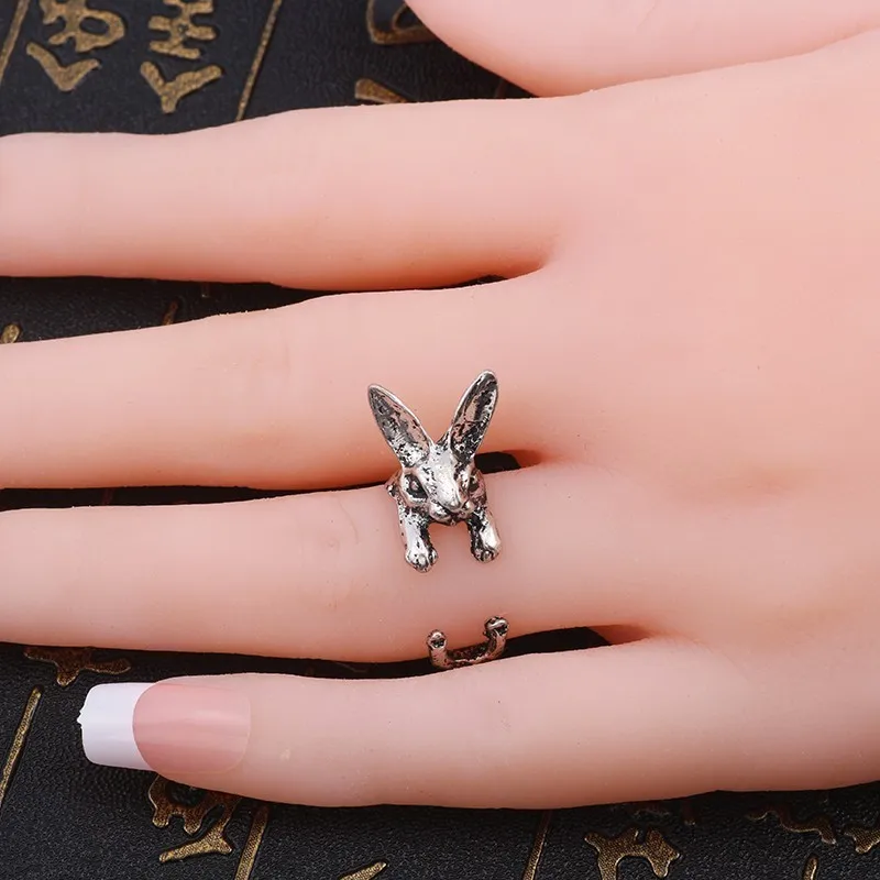 Vintage-conejo-Anillos-para-las-mujeres-Hip-Hop-de-plata-conejo-Animal-anillo-g-tico-Unisex