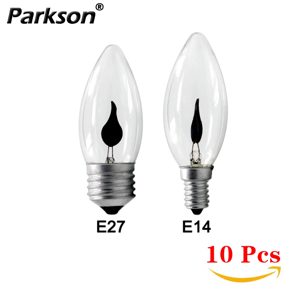 10 개/몫 에디슨 불꽃 LED 캔들 전구 깜박임 E27 E14 220V 3W 팁/테일 레트로 빈티지 화재 필라멘트 램프 장식 조명..