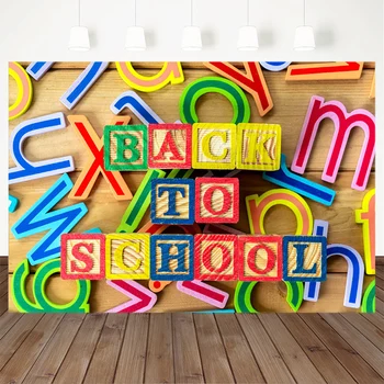 

Back To School Photography Background Children Fist Day Of School Color Wooden Board Letters Backdrop For Photo Studio