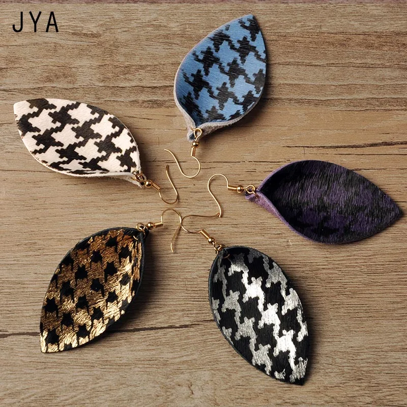 Женские серьги из натуральной кожи JYA модные с перьями в гусиную лапку висячие