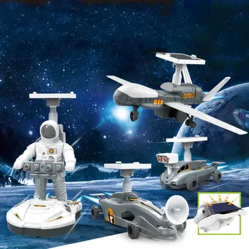 

4 in 1 Solar Powered Science Experiment Toy Children DIY Robot Kit Assemble Space Base Station Spacecraft Moon Car Education Toy