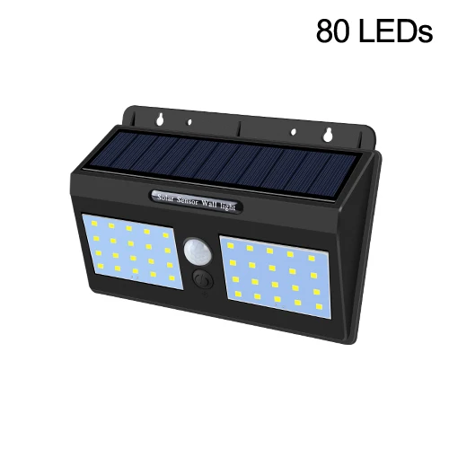80 100 светодиодный s Солнечный светодиодный светильник для крыльца с PIR датчиком движения IP65 наружный настенный светильник для гаража - Испускаемый цвет: 80 LEDs