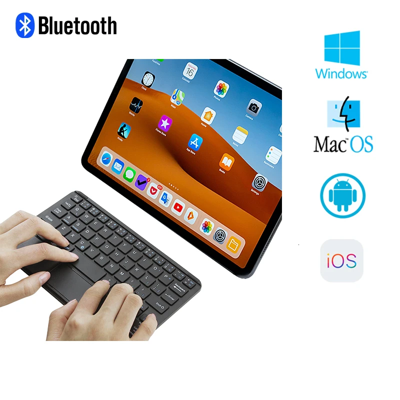 Ультра тонкая Bluetooth беспроводная клавиатура Мини Портативная тонкая перезаряжаемая умная игровая клавиатура с тачпадом для планшета Ipad телефона