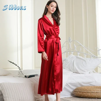 

SIDDONS Bride Bridesmaid Wedding Womens Summer Kimono Yukata Ladies Nightgown Sexy Pajama Women Nightdress Silk Long Robe Dress