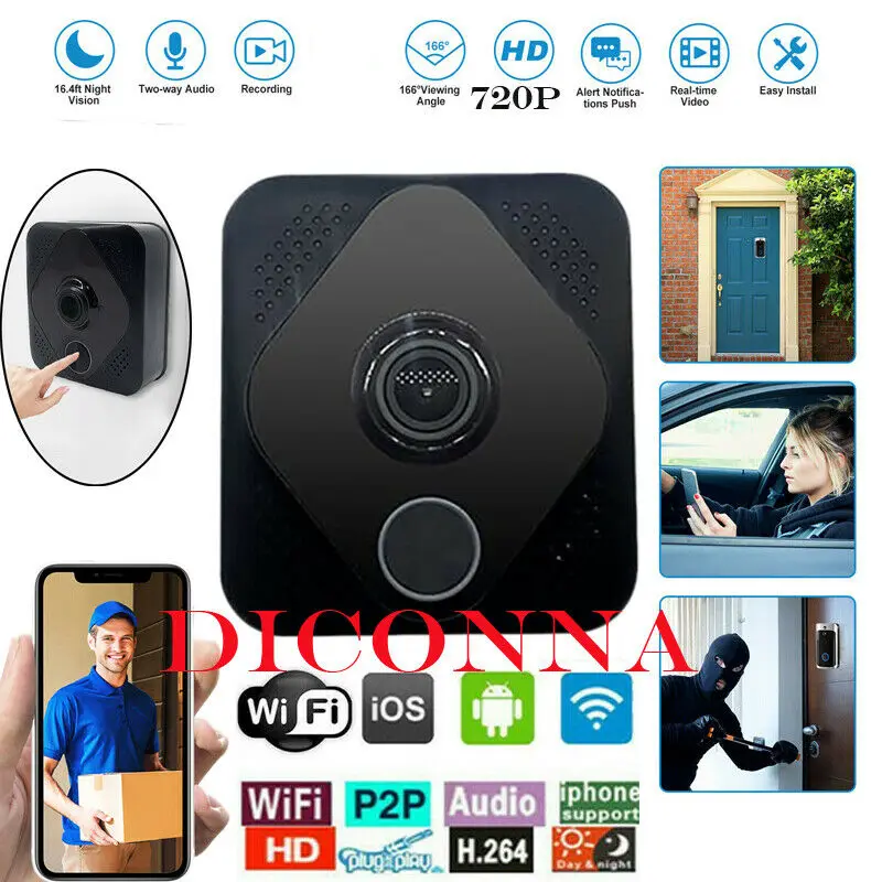 

720P Smart WIFI Doorbell Wireless Video Door Bell Phone Camera Night Vision Security