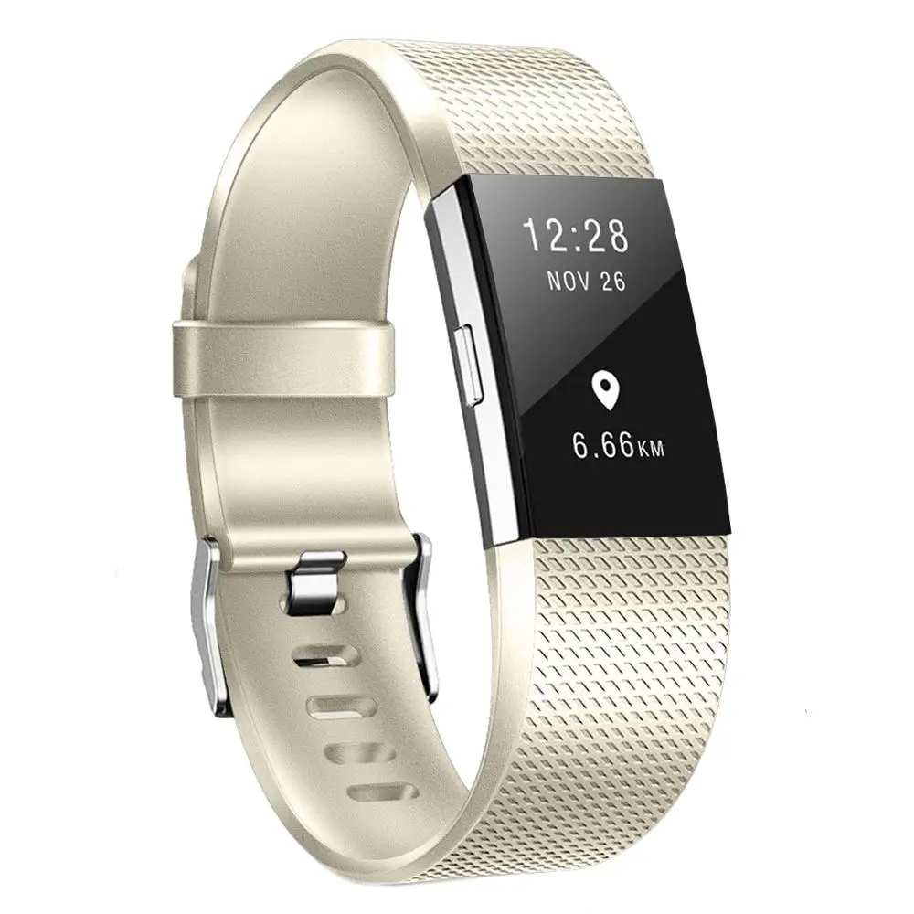Baaletc сменные полосы для Fitbit Charge 2 силиконовые водонепроницаемые полосы для Fit bit Charge 2 Браслет маленький/большой - Цвет: gold