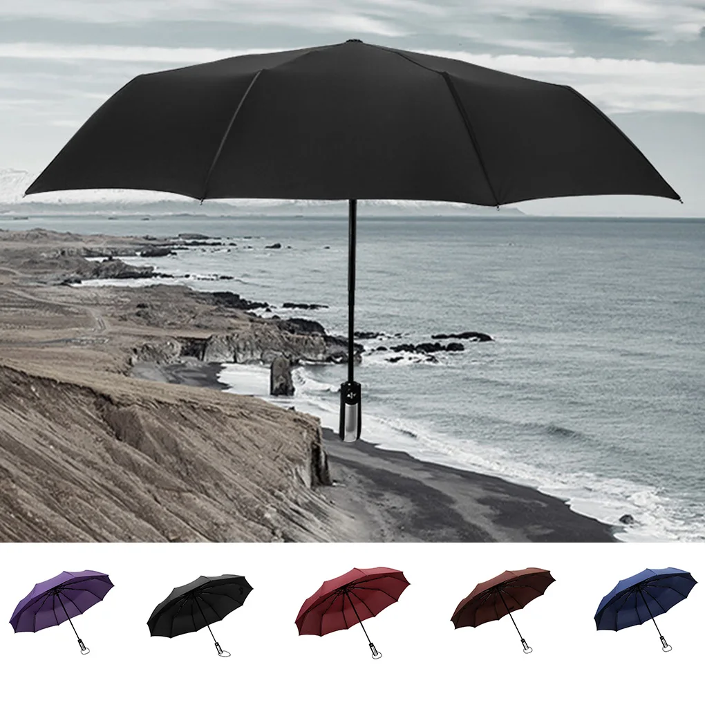 1pc Windproof Travel Sunshade Umbrella Automatic Triple Foldable Sun