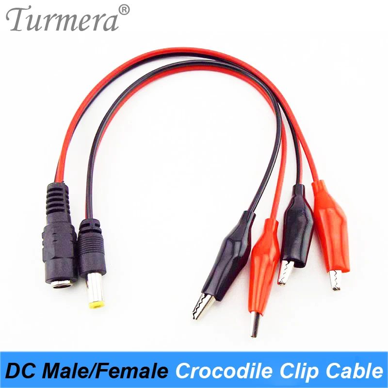 DC Male Female Jack Connector Alligator Clips Crocodile Wire 12V Battery Cable To 2 Alligator Clip Connected Voltage 5.5 X 2.1mm 25cm 02