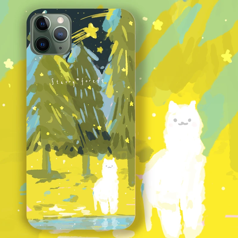 Starry Forest Чехлы для iPhone11promax 7p 8p XS XR милый Альпака дизайн художника иллюстрация