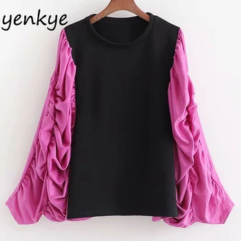 

Vintage Patchwork Long Sleeve Hoodies Women O Neck Casual Autumn Pullover Sweatshirt Plus Size sudadera mujer XDWM2621