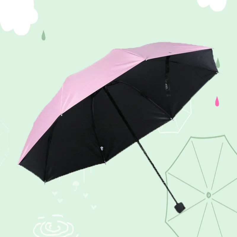 Vinyl Sun-resistant Parasol Folding Mini Parasol Fashion UV-Protection Rain Or Shine Dual Purpose Tri-fold Umbrella