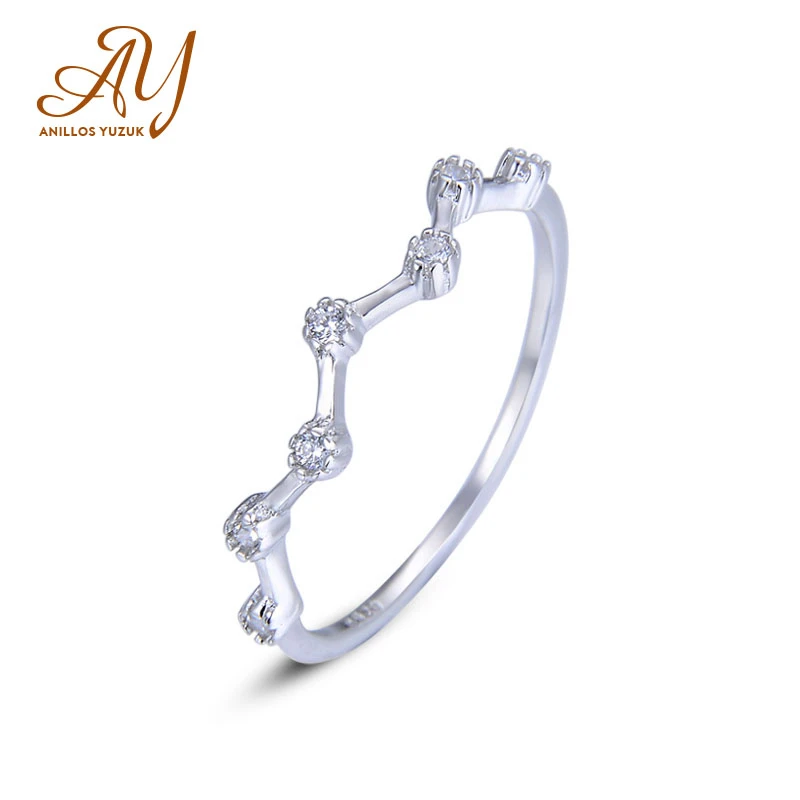 Женское кольцо с фианитами Anillos Yuzuk белое розовое фиолетовое для свадьбы