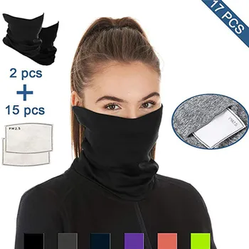 

2PC mask + 15PC filter chip Fashion printing Multifunctional Head Scarf Neck Cover With Safety Filter Washable Mask #2A18