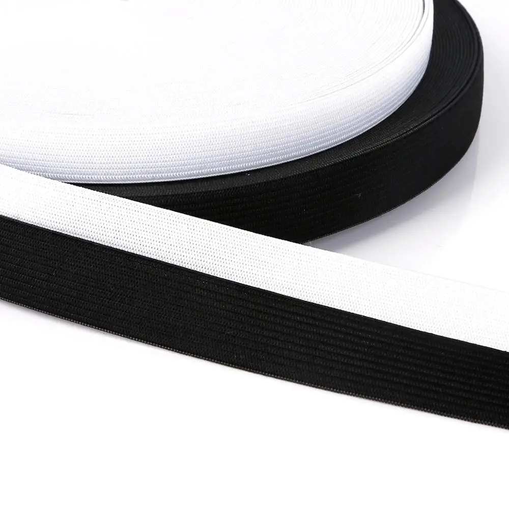 Black and White Elastic Nylon Webbing for Clothing and Sewing Accessories - 5 Yards