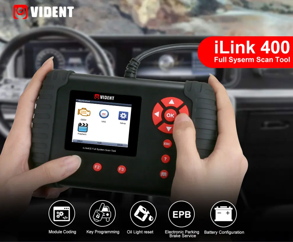 VIDENT iLink400 OBD Автомобильный диагностический сканер OBDII Автомобильная полная система ABS SRS EPB передача DPF Сброс масла Чтение стереть код инструмента