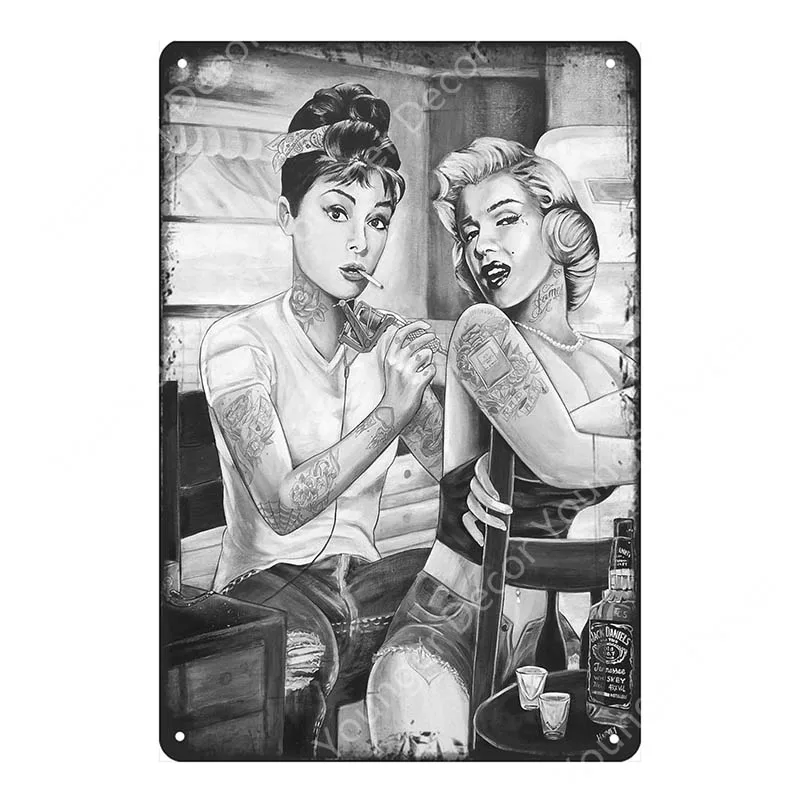 Pin Up Girl металлические знаки Самогонный плакат Сексуальная Дамская металлическая табличка настенная живопись наклейка для паба бара клуба домашний декор YI-167 - Цвет: YD6721BI