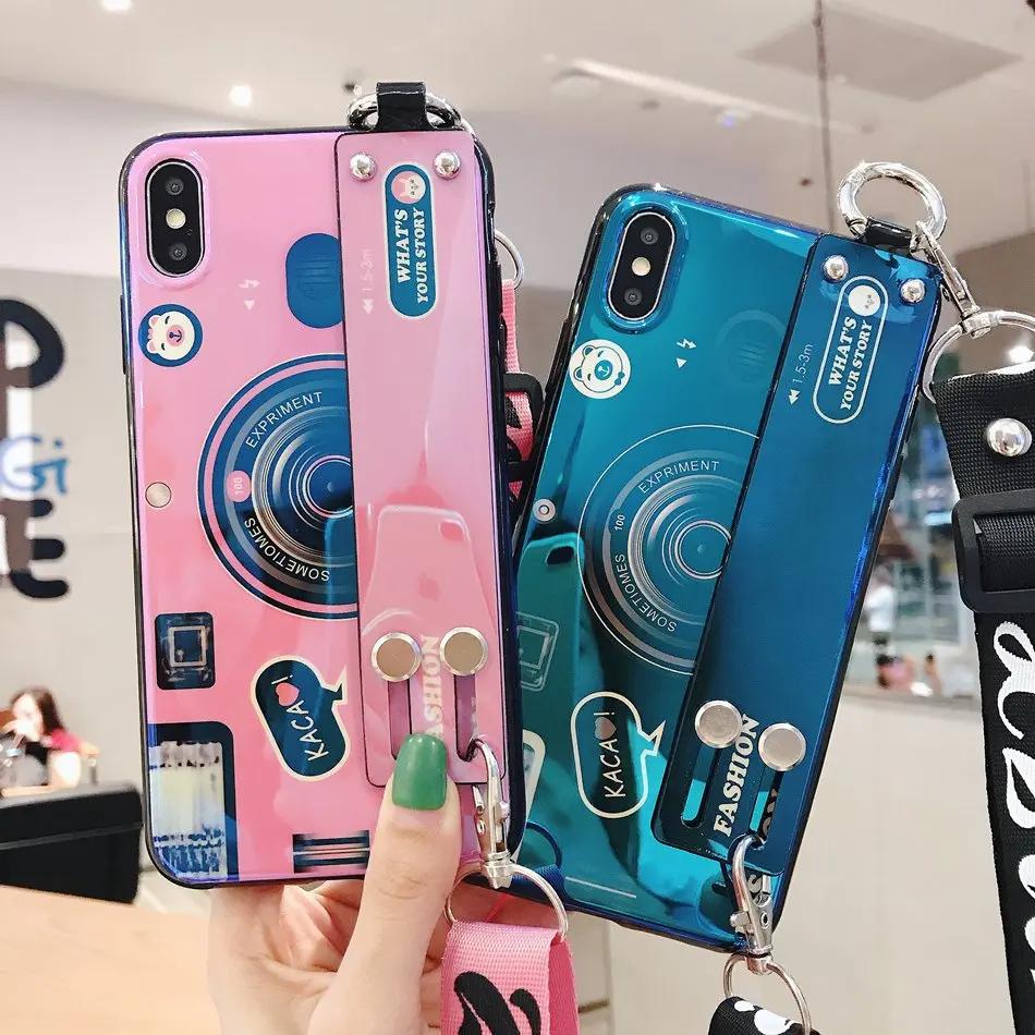 Модный чехол для телефона с камерой и ремешком на запястье iPhone 11 pro XR XS Max
