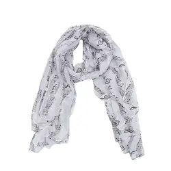 Fashion Woman Printed Scarf Long Music Symbol Note Long Scarf Shawl