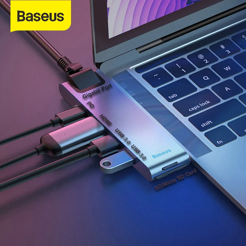 Thunderbolt 3 8 in 1 USB C Adapter with 4K USB C to HDMI Gigabit Ethernet USB C Charging for MacBook Pro 2016//2017//2018 3 USB 3.0 SD//MicroSD Card Reader USB C Hub to HDMI Adapter