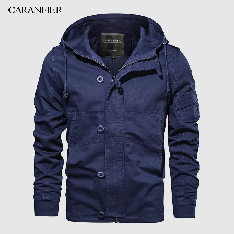 CARANFIER брендовая мужская куртка с капюшоном зимняя хлопковая куртка-бомбер с воротником мужская повседневная куртка Air Force Flight Europ размер ветровка