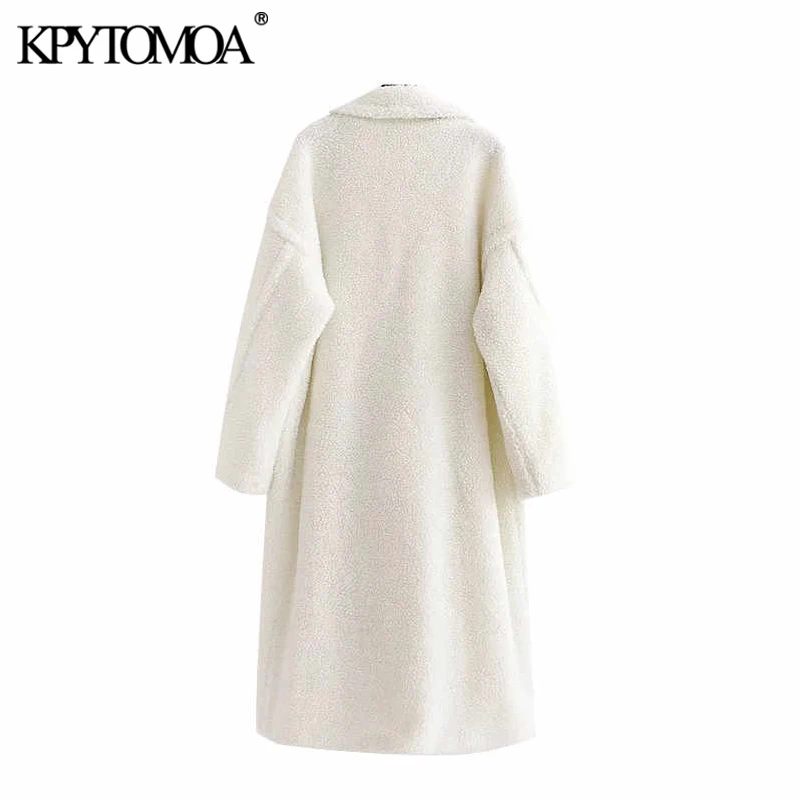 Винтажная стильная Толстая теплая куртка из искусственного меха, пальто для женщин, модная зимняя женская верхняя одежда с длинным рукавом и карманами, шикарные топы