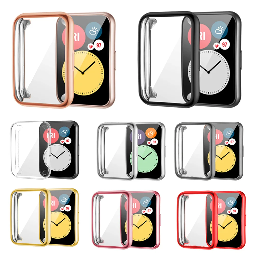 Housse pour Huawei Watch fit 2 étui Smartwatch plaqué accessoires TPU pare-chocs protecteur d'écran tout autour Huawei Watch fit/nouveau boîtier_voghion.com
