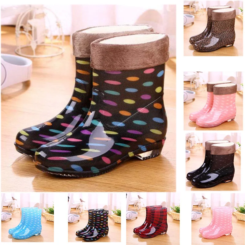 cuidadosamente Tigre Molde Botas de lluvia con estampado de lunares para mujer, zapatos impermeables  con plantilla, a la moda, para Primavera e invierno, talla grande 41 -  AliExpress