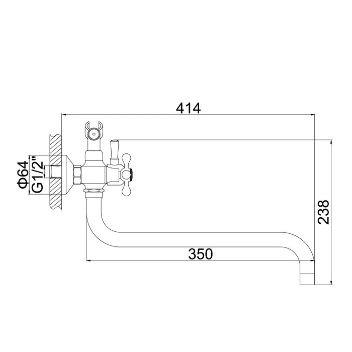 

Bath lever mixer Accoona A7371, two-valve, brass, chrome 3114374