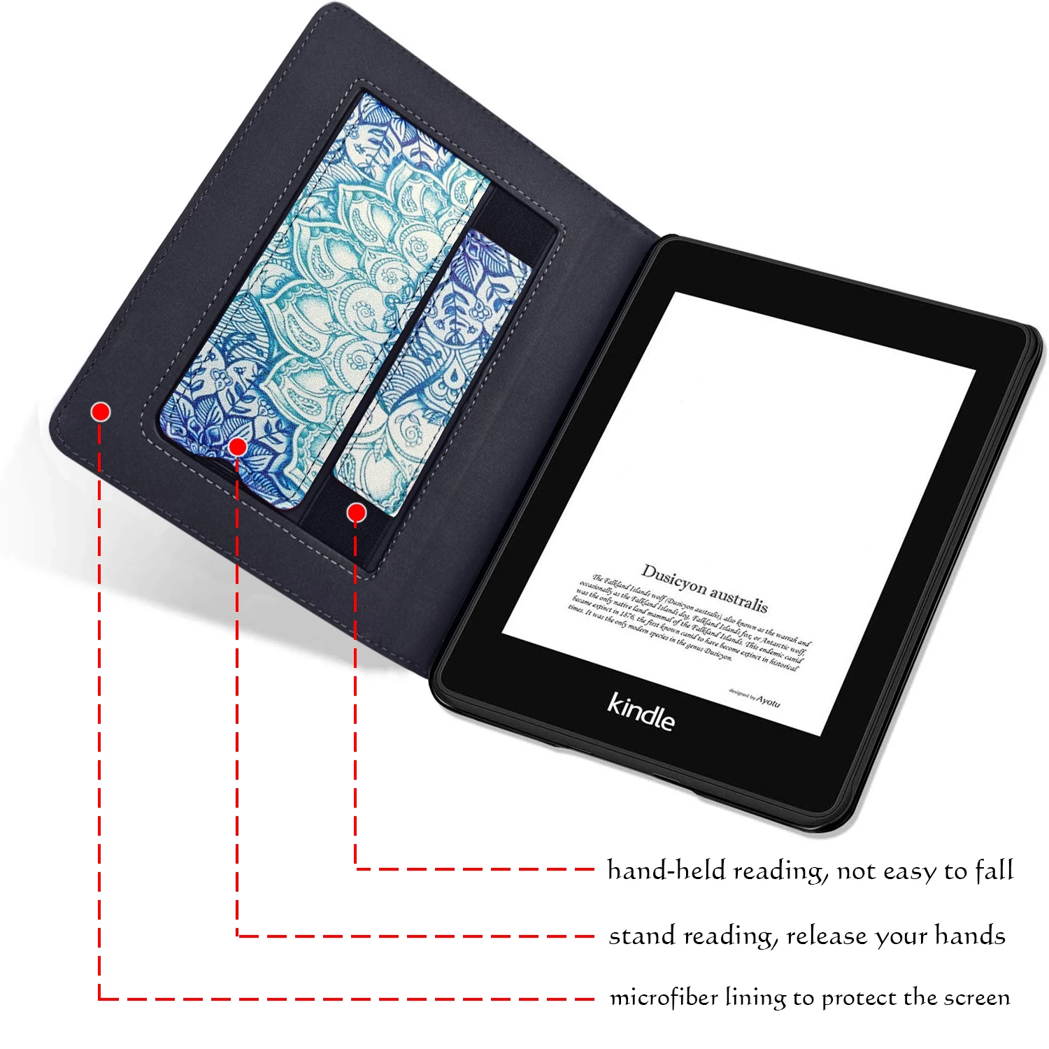 Stand Case Dobrável para Kindle 10th Generation2023 Capa de Couro pu Auto Wake Alça de Mão para Dormir Tudo Novo J9g29r - Imagem 3