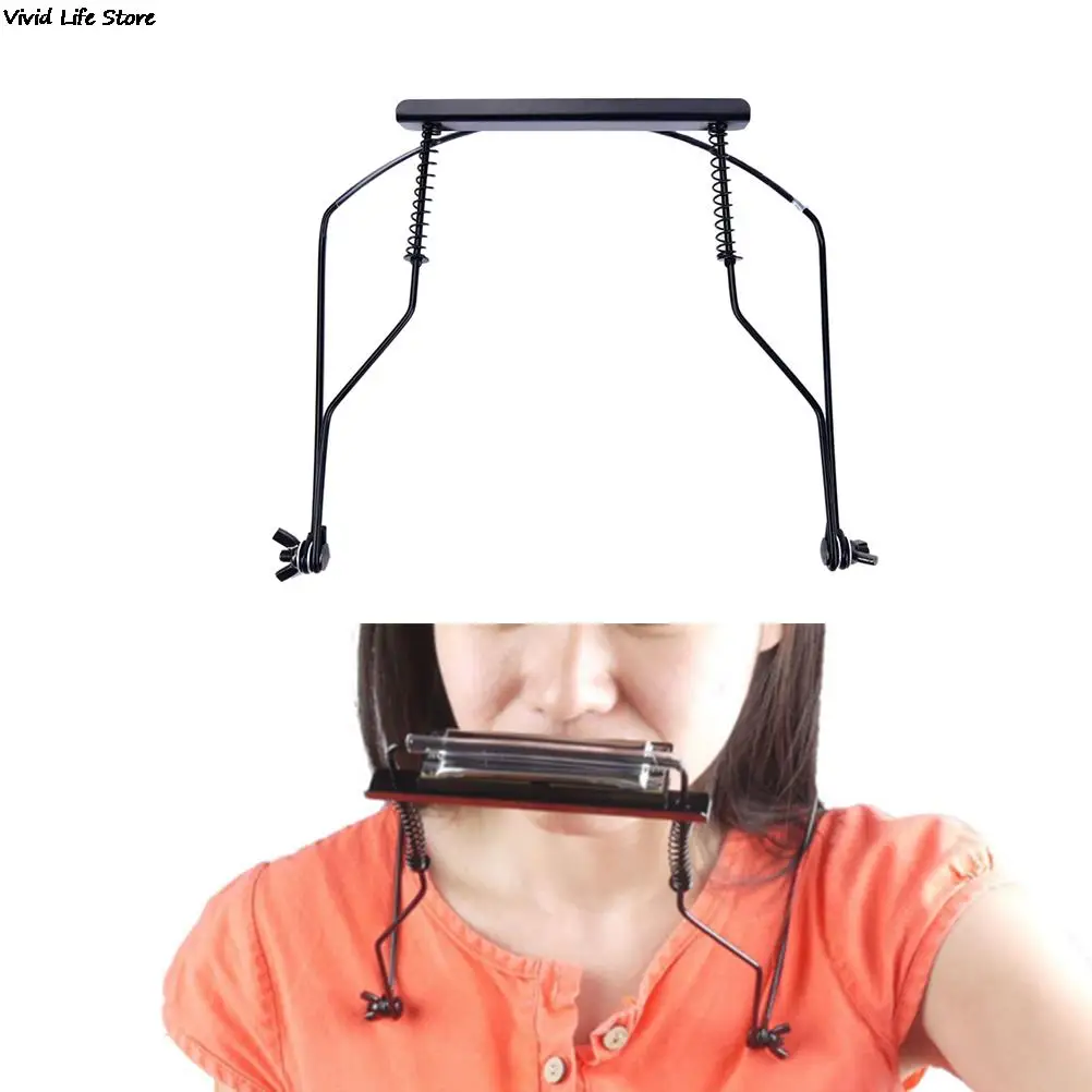 10 Holes Black Harmonica Neck Holder Adjustable Mouth Organ Stand