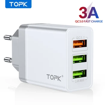 

TOPK Quick Charge 3.0 USB Charger for Samsung S10 S9 Xiaomi Mi 9 Redmi Note 7 Fast QC 3.0 EU Travel Wall Mobile Phone Charger