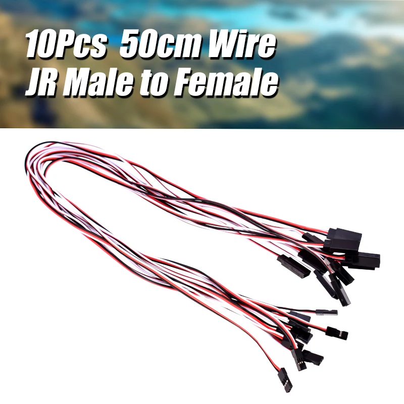 

High Quality 10Pcs 500mm 50cm Servo Extension Lead Wire Cable For RC Futaba JR Male to Female 50cm Wire Connector