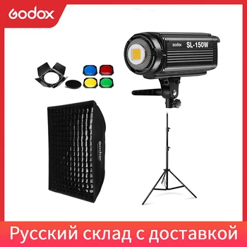 

Godox SL-150W SL150W 5600K White Version LCD Panel Continuous LED Video Light + 70x100cm softbox + 2.8m Light Stand + Barn Door