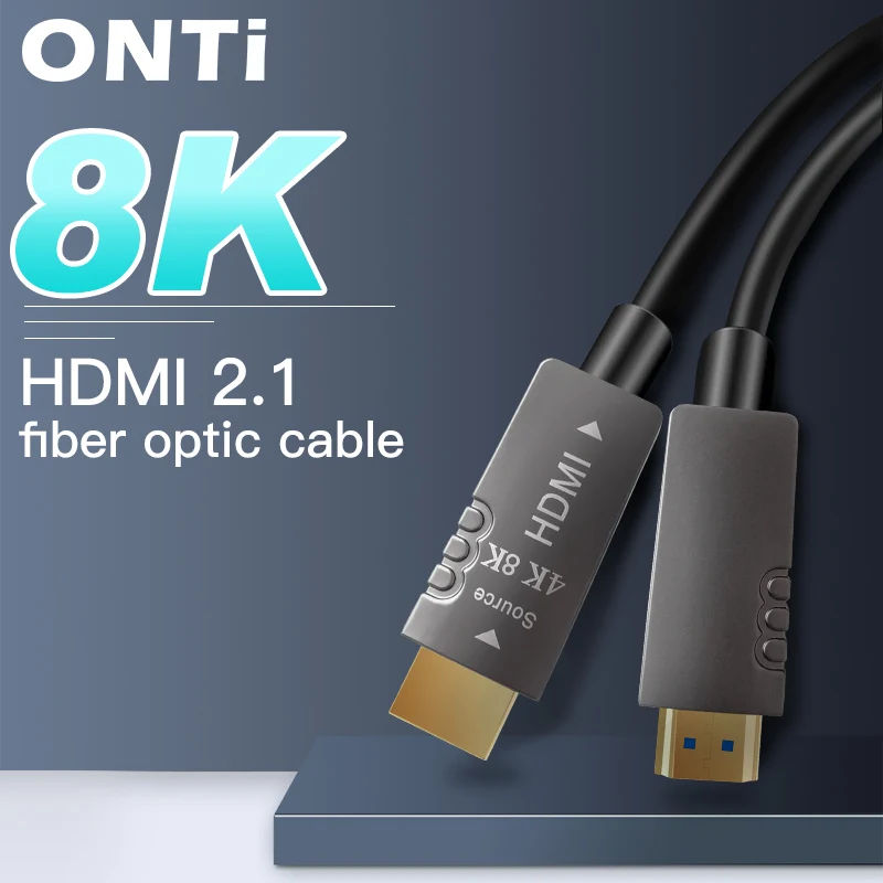 ONTi Optical Fiber Cables 4K / 8K HDMI-compatible 2.0 48Gbps Ultra High Speed HDR ARC HDCP 2.2 Speaker TV Video Fibre Optique
