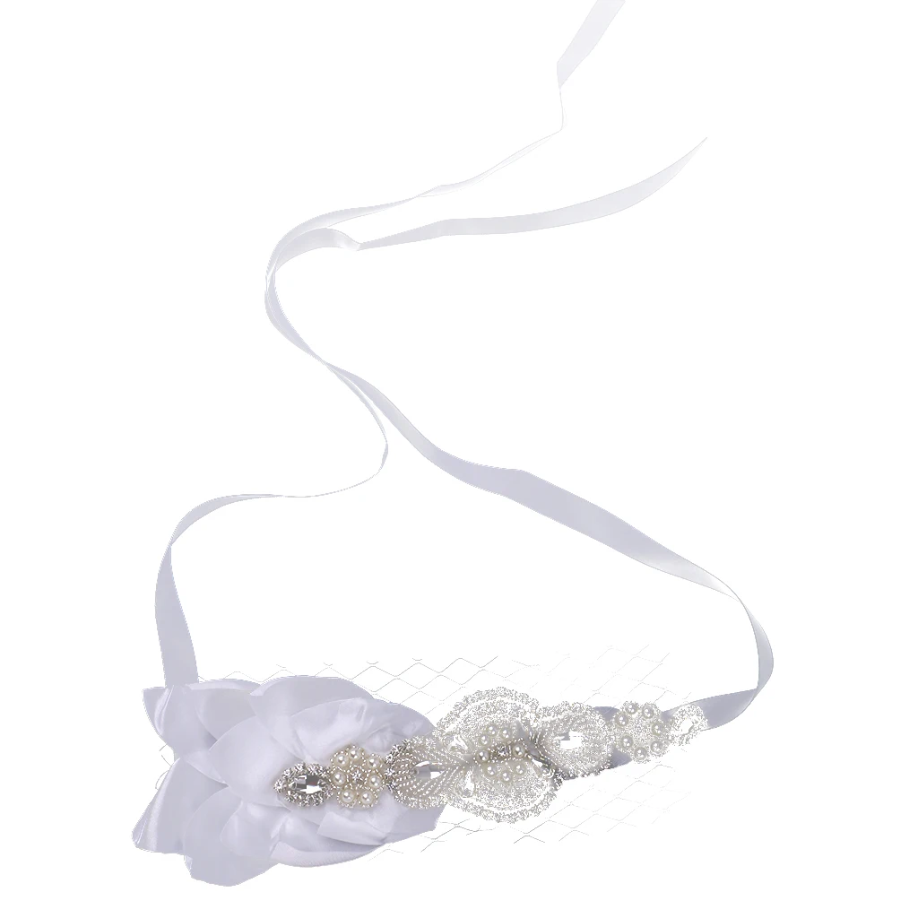 Diamante White Mesh Sparkly Crystal Headband 1920s  Headpiece Fancy Dress Hair Band