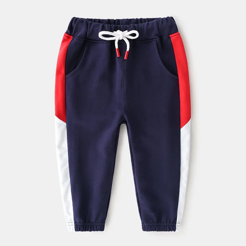 Детские штаны повседневные штаны для мальчиков от 4 до 10 лет Детская одежда хлопковые длинные брюки для девочек детская одежда Спортивные штаны весенние брюки - Цвет: Синий