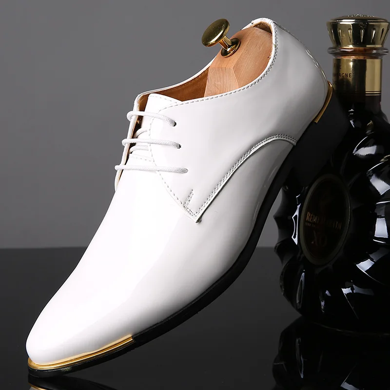 Mazefeng High Quality Patent Leather Men Shoes Men Wedding Oxford Shoes Lace-Up Office Suit Men'S Casual Shoes Man Dress Shoes
