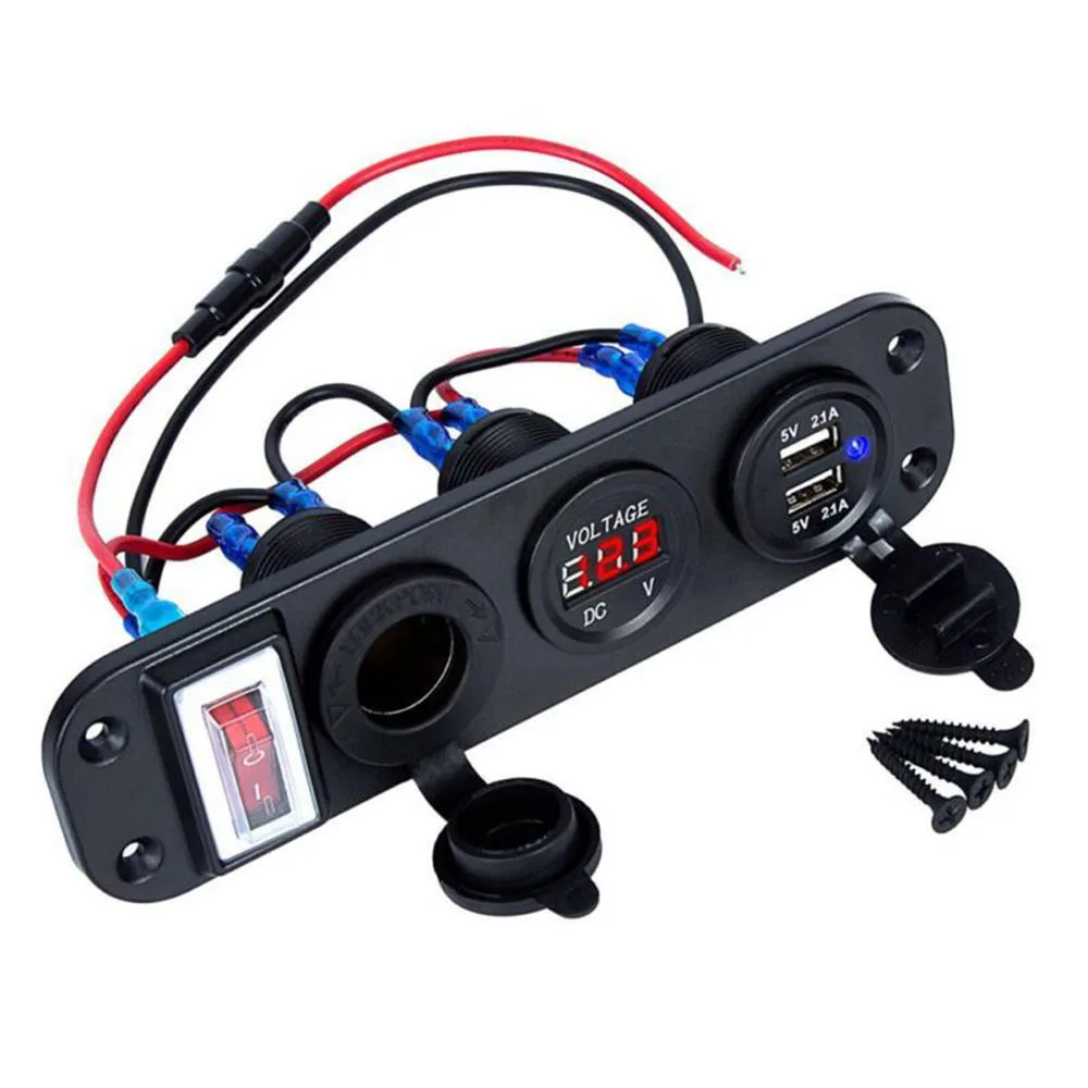 4 In 1 Car Digital Voltmeter Dual USB Charger Cigarette Lighter Socket W/ Switch Brand New And High Quality ► Photo 3/5
