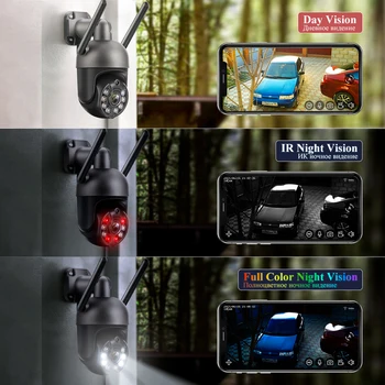 Techage 3MP 4K Wifi IP Camera Outdoor Wireless Security PTZ Camera Human Detected Two-Way Conversation AI Colorful Night Vision 4