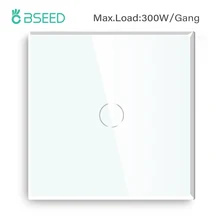 BSEED EU Standard Single Socket Touch Switch 1Gang 1Way White Crystal Sensor Wall Light Switch Power Double Sockets Outlets