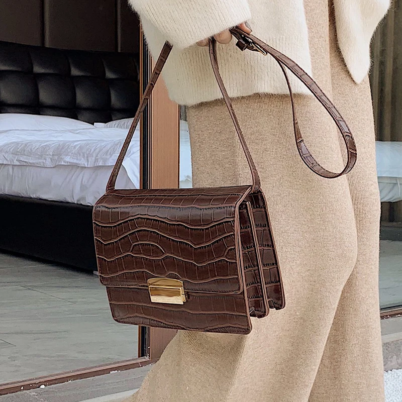 

Louis Brand Casual Stone Pattern Shoulder Bag Texture Diagonal Small Square Flap Bag Luxury Handbags Women Bags Designer CC