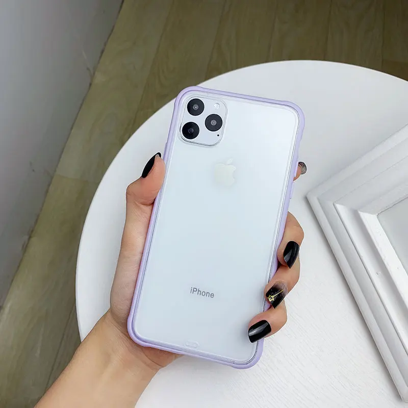 Роскошный Матовый Прозрачный чехол для телефона iPhone 11 Pro Max XR X XS Max 8 7 6 6S Plus противоударный жесткий акриловый прозрачный чехол - Цвет: Лаванда