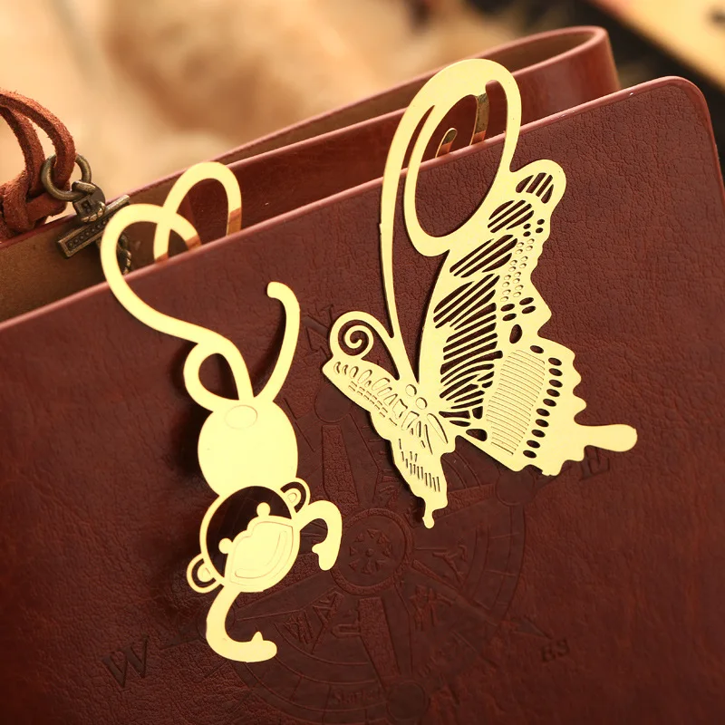 

Cute Butterfly Golden Bookmarks Cartoon Animal Book Marks Flower Leaves Tab For Books Creative Student Stationery 1pc/pack