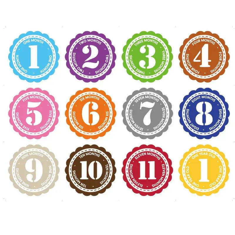 

First Year Belly Stickers Baby Monthly Milestone Stickers 1-12 Months for Photo Keepsakes (12 stickers)