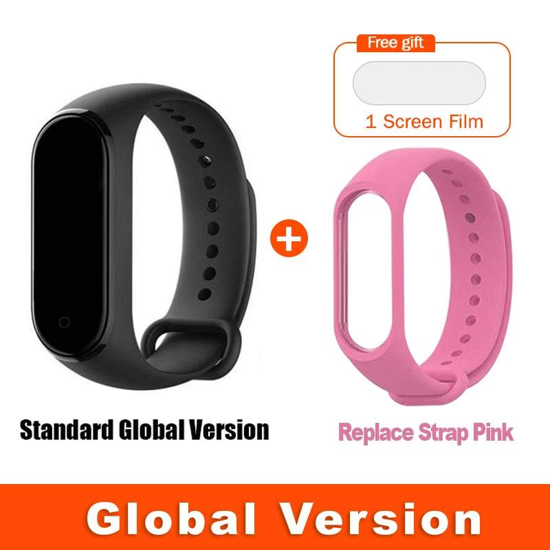 Global Pink Strap Глобальная версия опционально Xiaomi Mi Band 4 умный Браслет Пульс фитнес 135 мАч цветной экран Bluetooth 5,0 водонепроницаемый - Цвет: Global Pink Strap