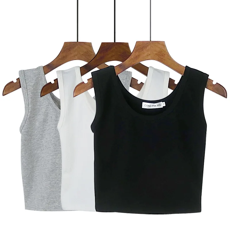 

2019 Summer Vintage Basic Cotton Crop Tops Women Black Punk Sexy Tank Top Korean Streetwear Cropped Sleeveless Top Feminino
